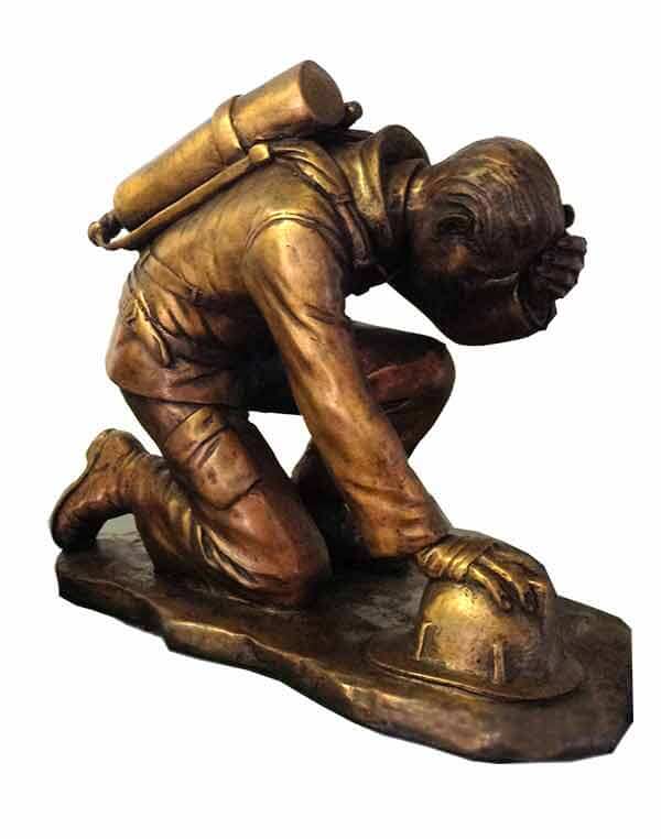 firefighter bronze statue, bronze firefighter statue